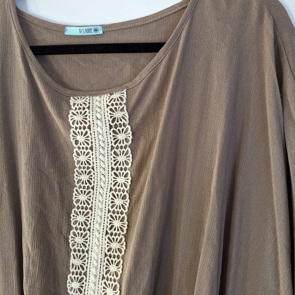 NWT P.S. Kate Batwing Crochet Embroidered Blouse - Picture 4 of 4